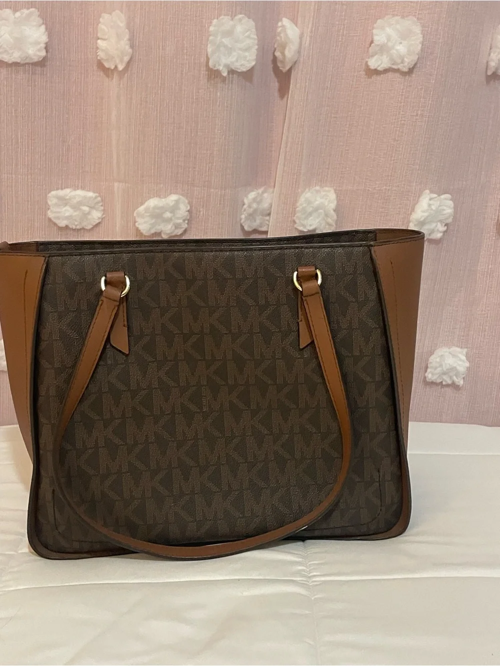Michael Kors Brown Logo Tote with Tan Trim